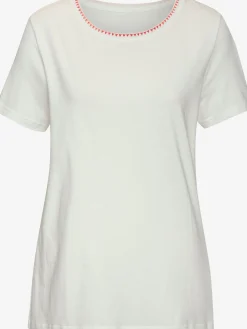 T-shirt broderie contrastée tendance à l'encolure ronde