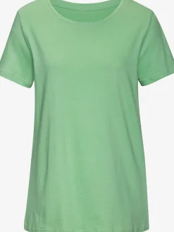 T-shirt broderie contrastée tendance à l'encolure ronde