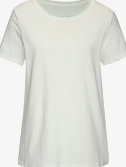 T-shirt broderie contrastée tendance à l'encolure ronde