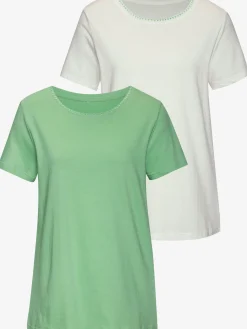 T-shirt broderie contrastée tendance à l'encolure ronde