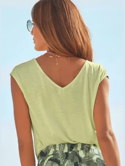 T-shirt col v avec cordons