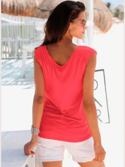 T-shirt col v avec cordons