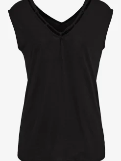 T-shirt col v avec cordons