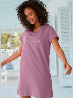 T-shirt de nuit court avec imprimé devant
