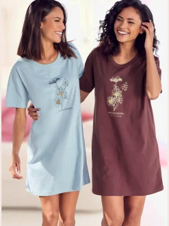 T-shirt de nuit court par lot de 2