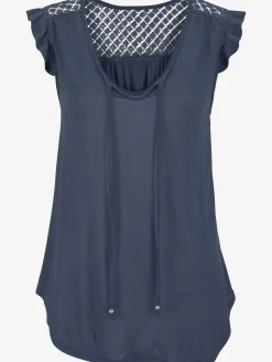 T-shirt de plage encolure avec fente et lien à nouer