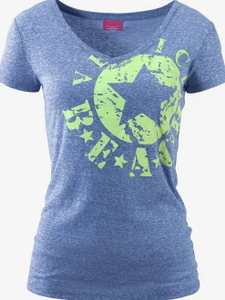 T-shirt de plage imprimé devant sur le côté pour un look vintage tendance