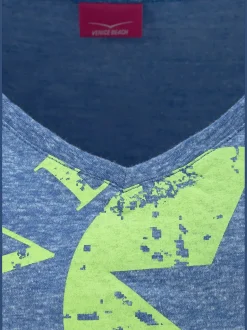 T-shirt de plage imprimé devant sur le côté pour un look vintage tendance