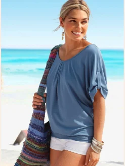 T-shirt de plage joli détail crochet au dos
