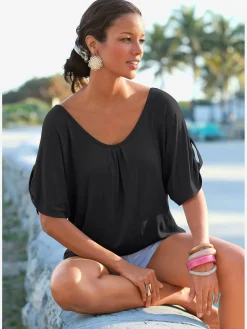 T-shirt de plage joli détail crochet au dos