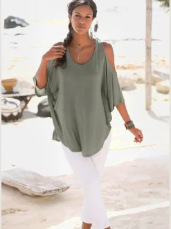 T-shirt de plage large encolure ronde