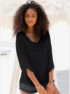 T-shirt de plage manches 3/4 avec bride