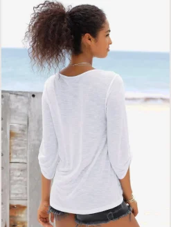 T-shirt de plage manches 3/4 avec bride