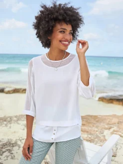 T-shirt empiècements résille, allure élégante