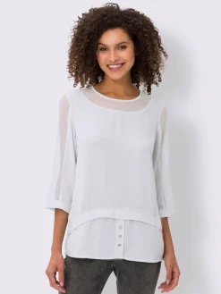 T-shirt empiècements résille, allure élégante