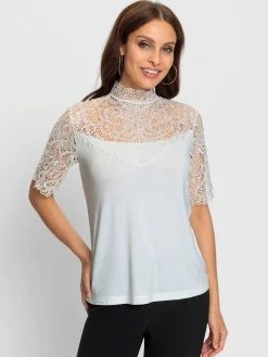 T-shirt en dentelle avec dentelle transparente