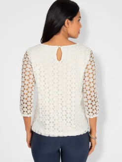 T-shirt en dentelle dentelle aux manches