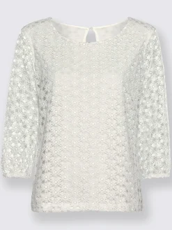 T-shirt en dentelle dentelle aux manches