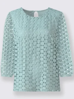T-shirt en dentelle dentelle aux manches