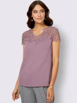 T-shirt en dentelle empiècement en dentelle