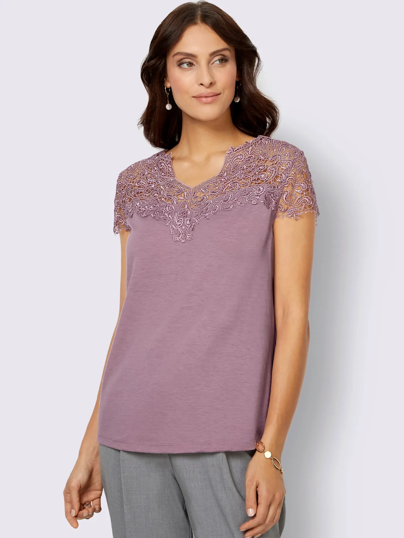 T-shirt en dentelle empiècement en dentelle