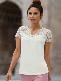 T-shirt en dentelle empiècement en dentelle