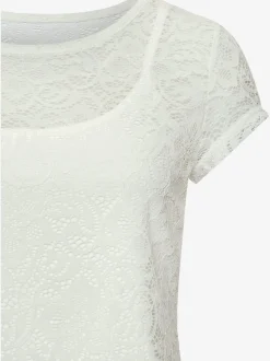 T-shirt en dentelle encolure ronde