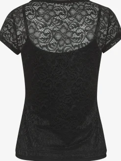 T-shirt en dentelle encolure ronde