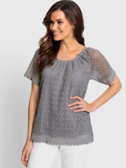 T-shirt en dentelle opaque avec doublure