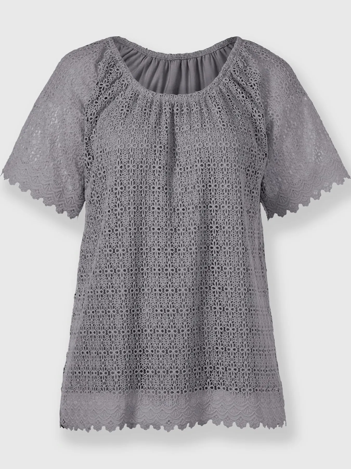 T-shirt en dentelle opaque avec doublure