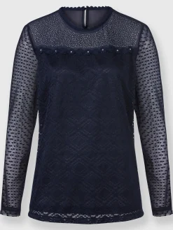 T-shirt en dentelle opaque avec doublure