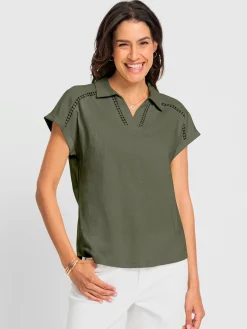 T-shirt en v bande en dentelle filigrane