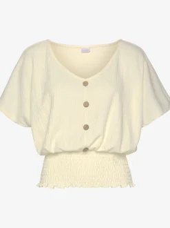 T-shirt en v fausse patte de boutonnage devant