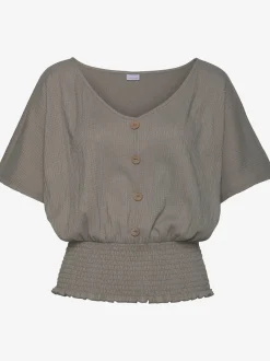 T-shirt en v fausse patte de boutonnage devant