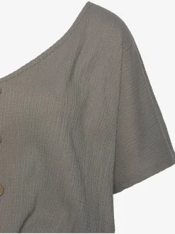 T-shirt en v fausse patte de boutonnage devant