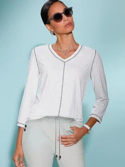 T-shirt en v jacquard en jersey tendance