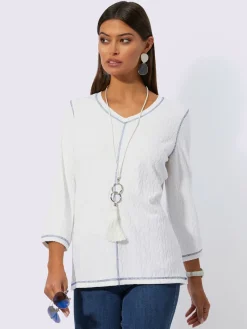 T-shirt en v jacquard en jersey tendance