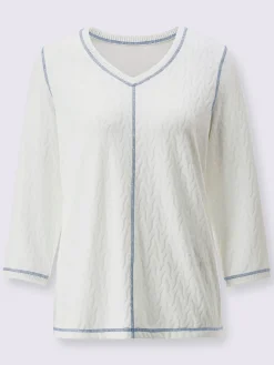 T-shirt en v jacquard en jersey tendance