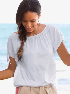 T-shirt encolure arrondie élastiquée