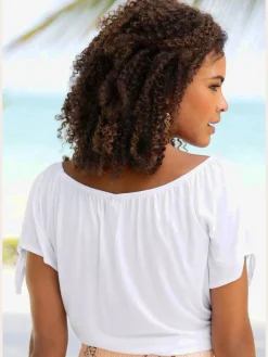 T-shirt encolure arrondie élastiquée
