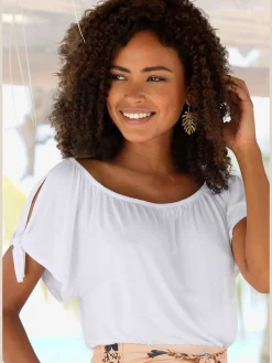 T-shirt encolure arrondie élastiquée