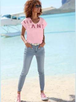 T-shirt encolure côtelée