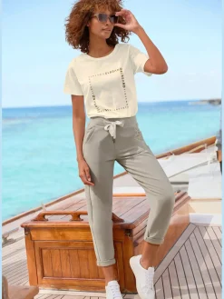 T-shirt encolure ronde avec bords côtes