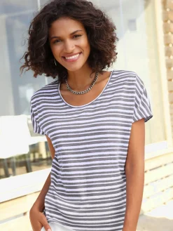 T-shirt femme col rond classique à rayures