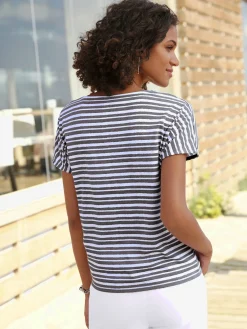 T-shirt femme col rond classique à rayures