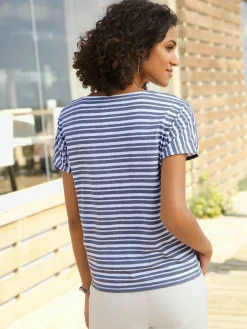 T-shirt femme col rond classique à rayures