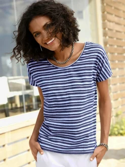 T-shirt femme col rond classique à rayures