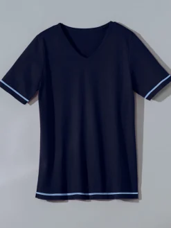 T-shirt femme confortable liseré manches et ourlet