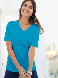 T-shirt femme simple confortable col v