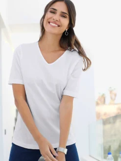T-shirt femme simple confortable col v